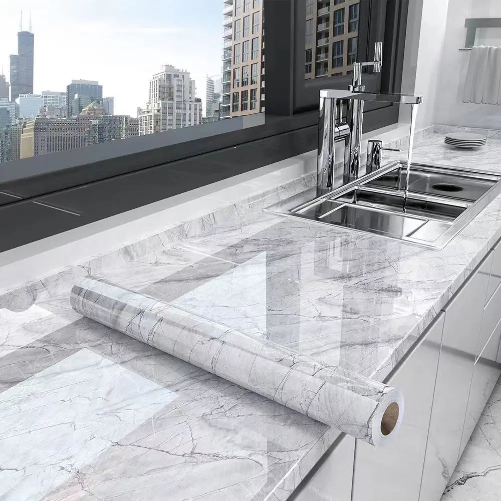 Vinil Adhesivo para Cocina Tipo Mármol Impermeable | Protector para Encimeras y Muebles