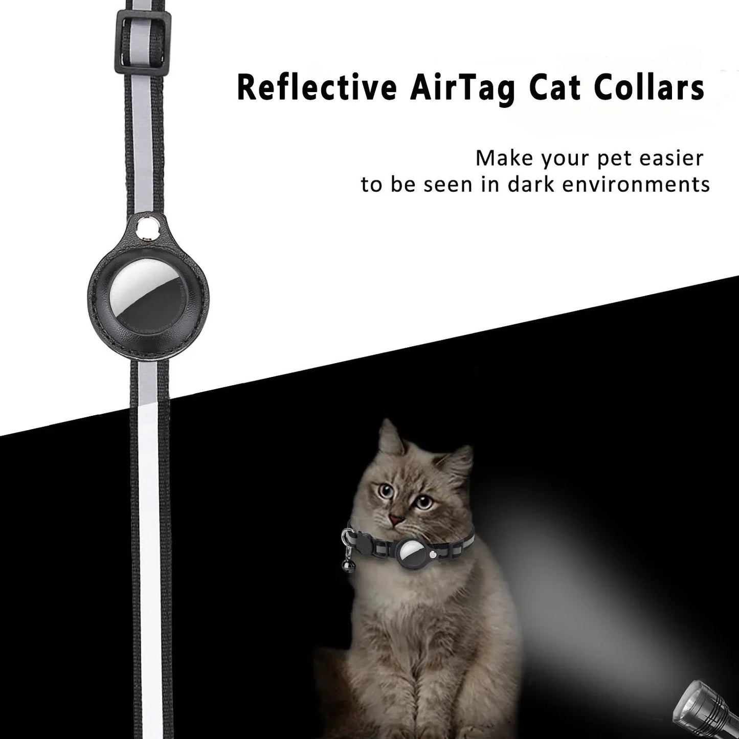 Collar para Gato con Soporte para AirTag – Ajustable, Reflectante y con Campana