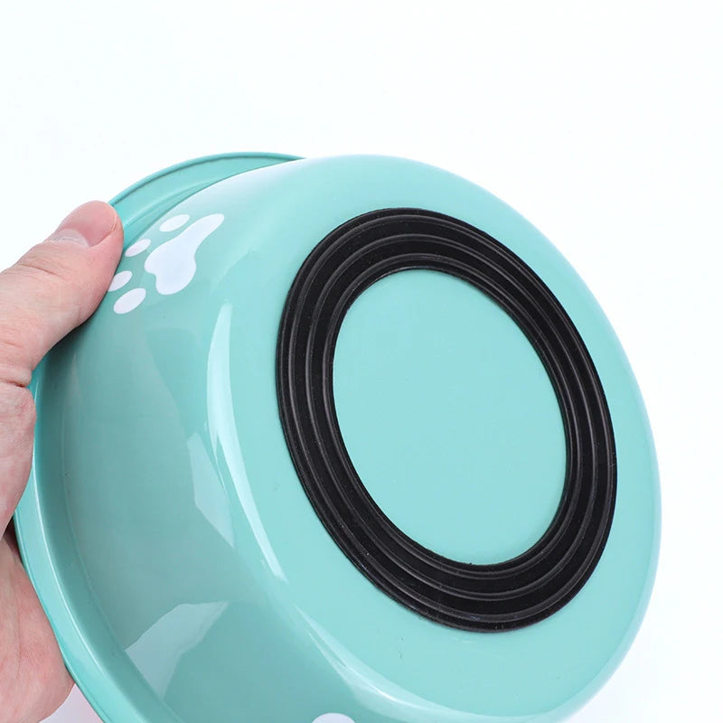 Plato para Perros y Gatos de Acero Inoxidable Antideslizante - Diseño de Huella