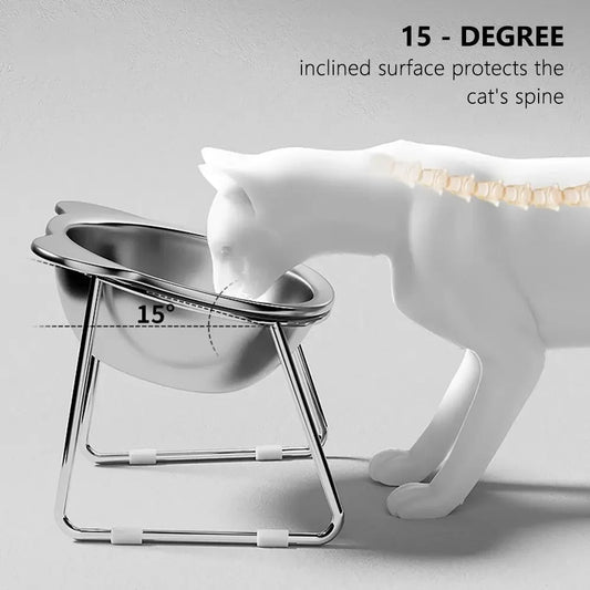 Comedero Elevado para Gatos Acero Inoxidable - Antiestrés para Bigotes