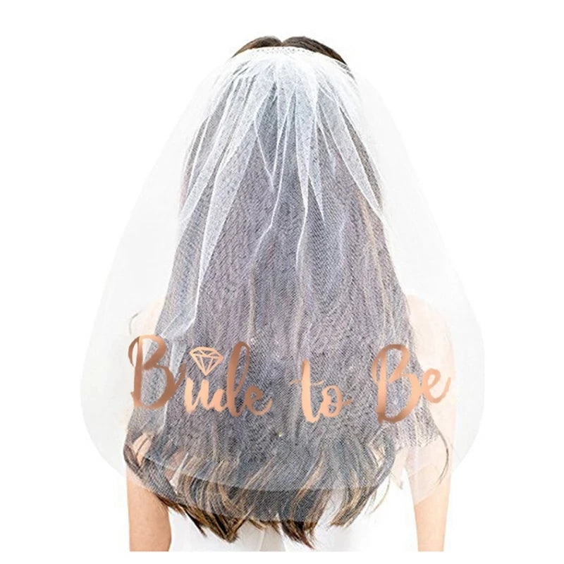 Kit Bride to Be para Despedida de Soltera – Velo, Banda Satinada y Accesorios para Novia