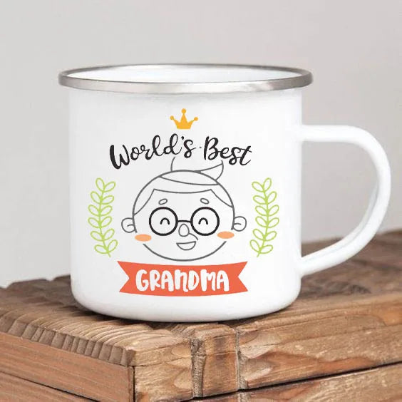 Regalo para la Mejor Abuela del Mundo - Taza de Peltre Blanca 8cm