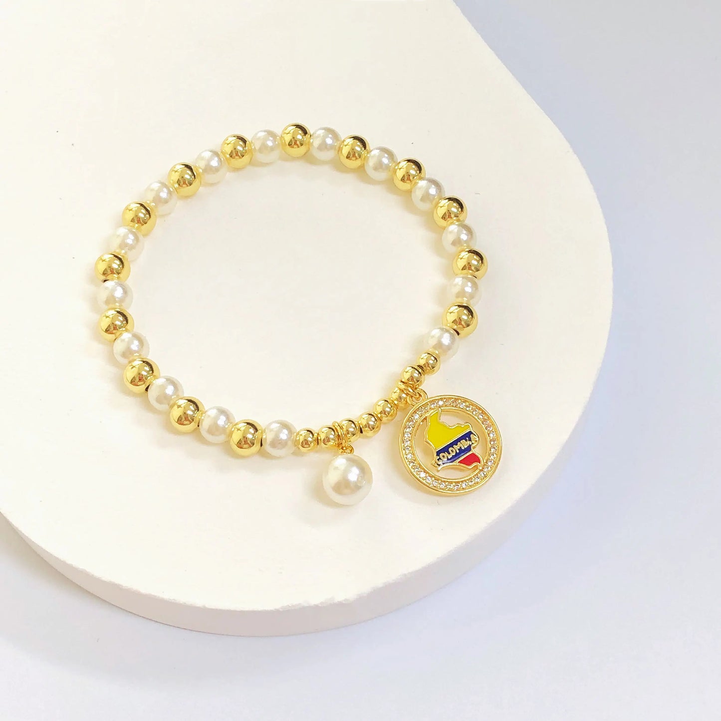 Pulsera Elástica con Dije de País