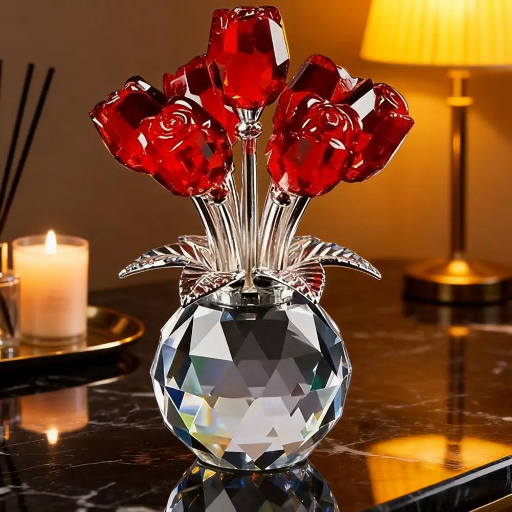 Rosa de Cristal con Pedestal - Adorno Eterno y Elegante para Regalo