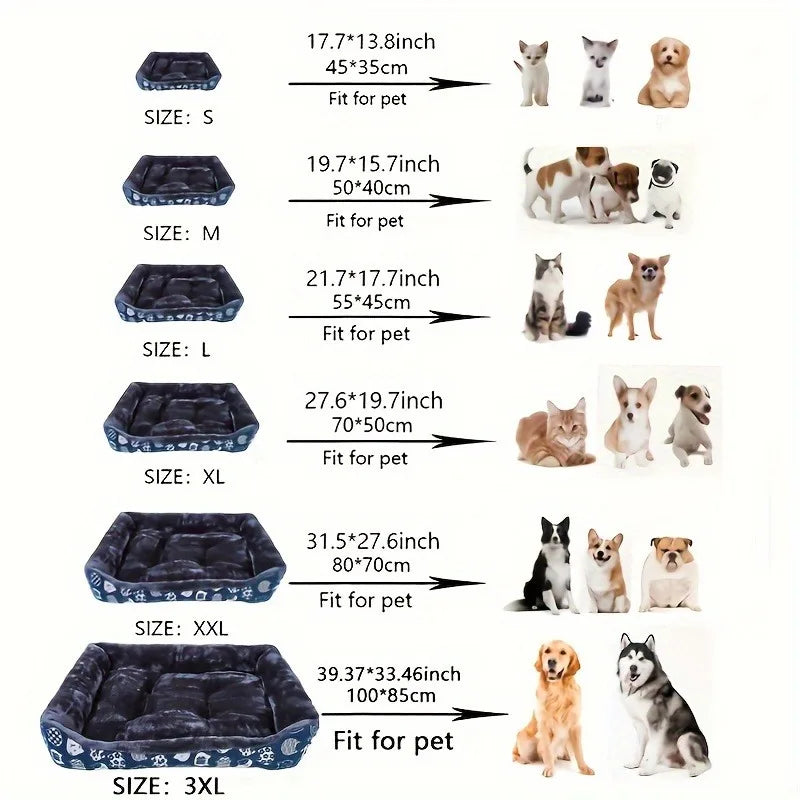Cama Rectangular Acolchada para Perros y Gatos – Cama Suave para Mascotas