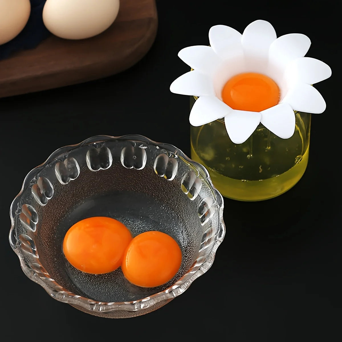 Separador de Claras y Yemas con Diseño de Flor - Herramienta de Repostería