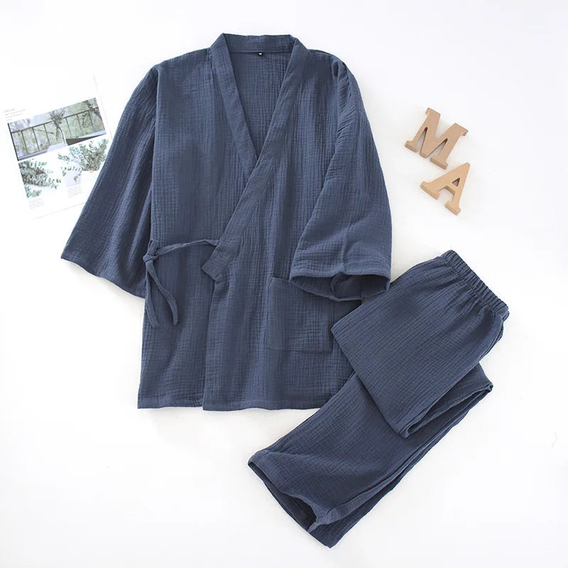 Conjunto Tipo Kimono para Mujer – Pijama Ligera de Dos Piezas