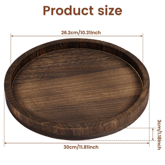 Bandeja Redonda de Madera para Servir y Decoración (30 cm)