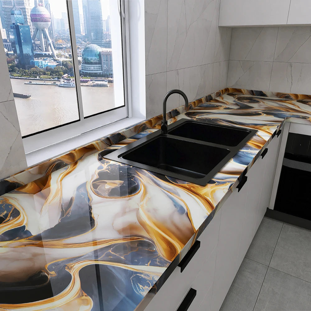 Vinil Adhesivo para Cocina Tipo Mármol Impermeable | Protector para Encimeras y Muebles
