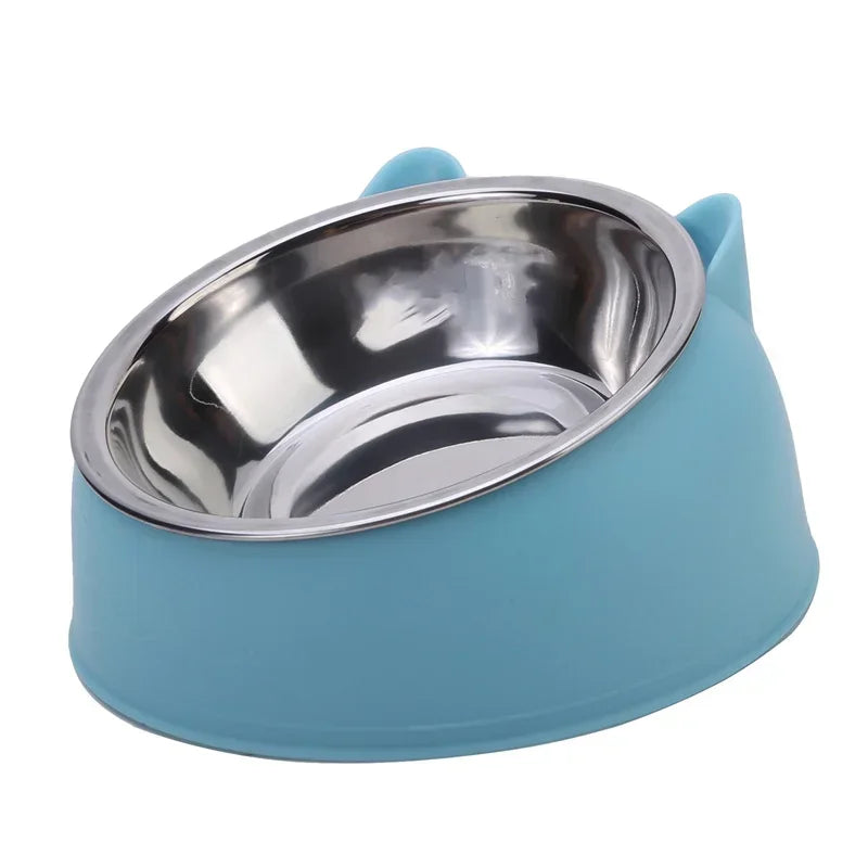 Comedero Inclinado para Gatos con Plato de Acero Inoxidable - Base Antideslizante