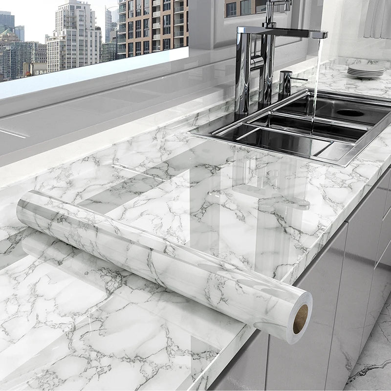 Vinil Adhesivo para Cocina Tipo Mármol Impermeable | Protector para Encimeras y Muebles