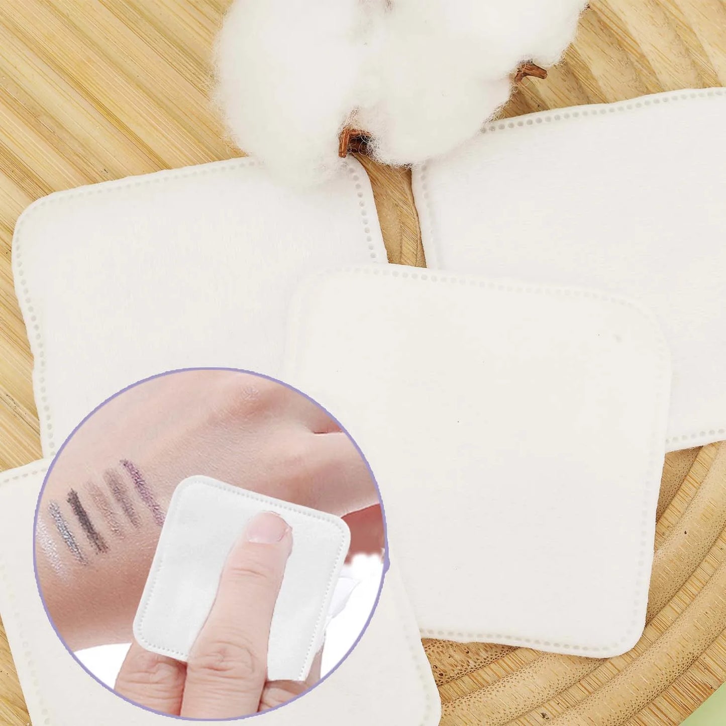 Pads Desmaquillantes de Algodón 100% Natural para Limpieza Facial Discos de Algodón para Cara y Ojos