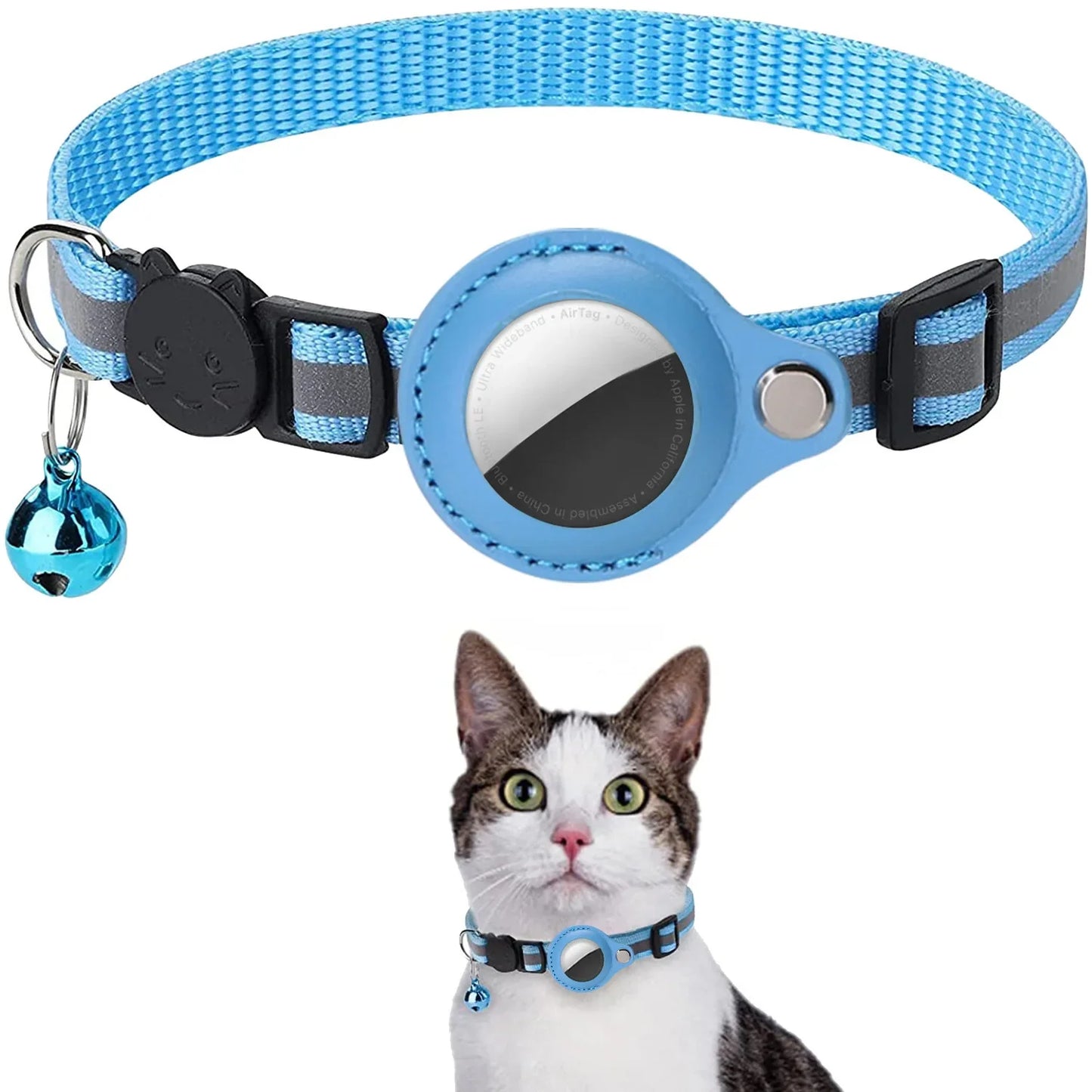 Collar para Gato con Soporte para AirTag – Ajustable, Reflectante y con Campana