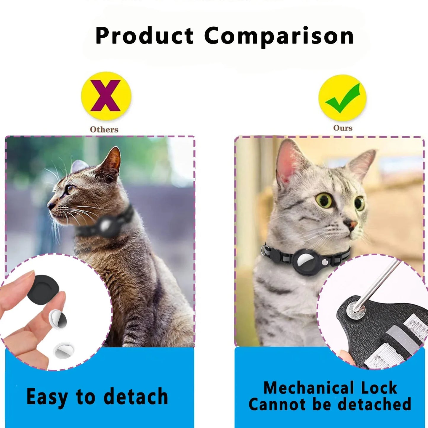 Collar para Gato con Soporte para AirTag – Ajustable, Reflectante y con Campana