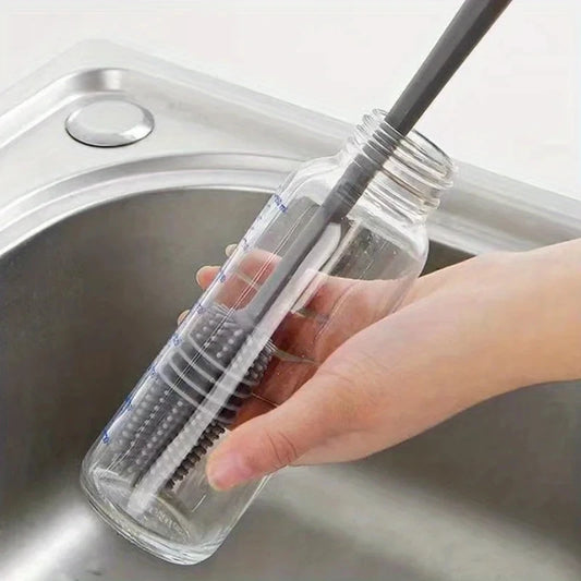 Cepillo de Silicona para Botellas y Mamaderas - Limpiador de Mango Largo