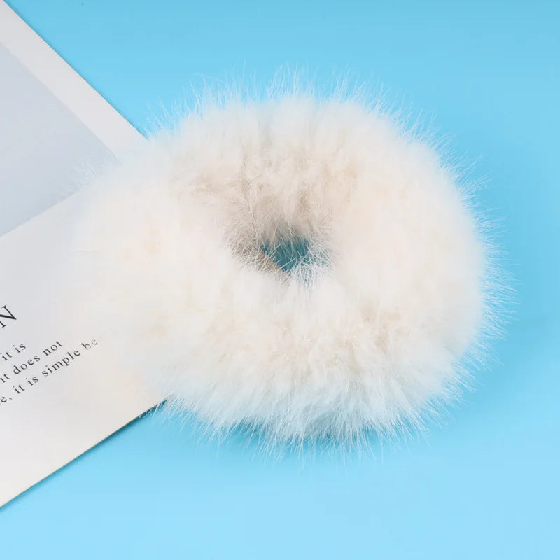 Scrunchie de Peluche, Felpa para Cabello | Liga de Pelo Suave Invierno
