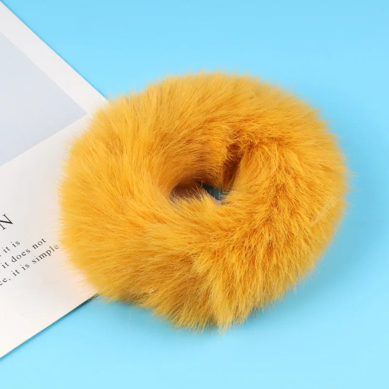 Scrunchie de Peluche, Felpa para Cabello | Liga de Pelo Suave Invierno