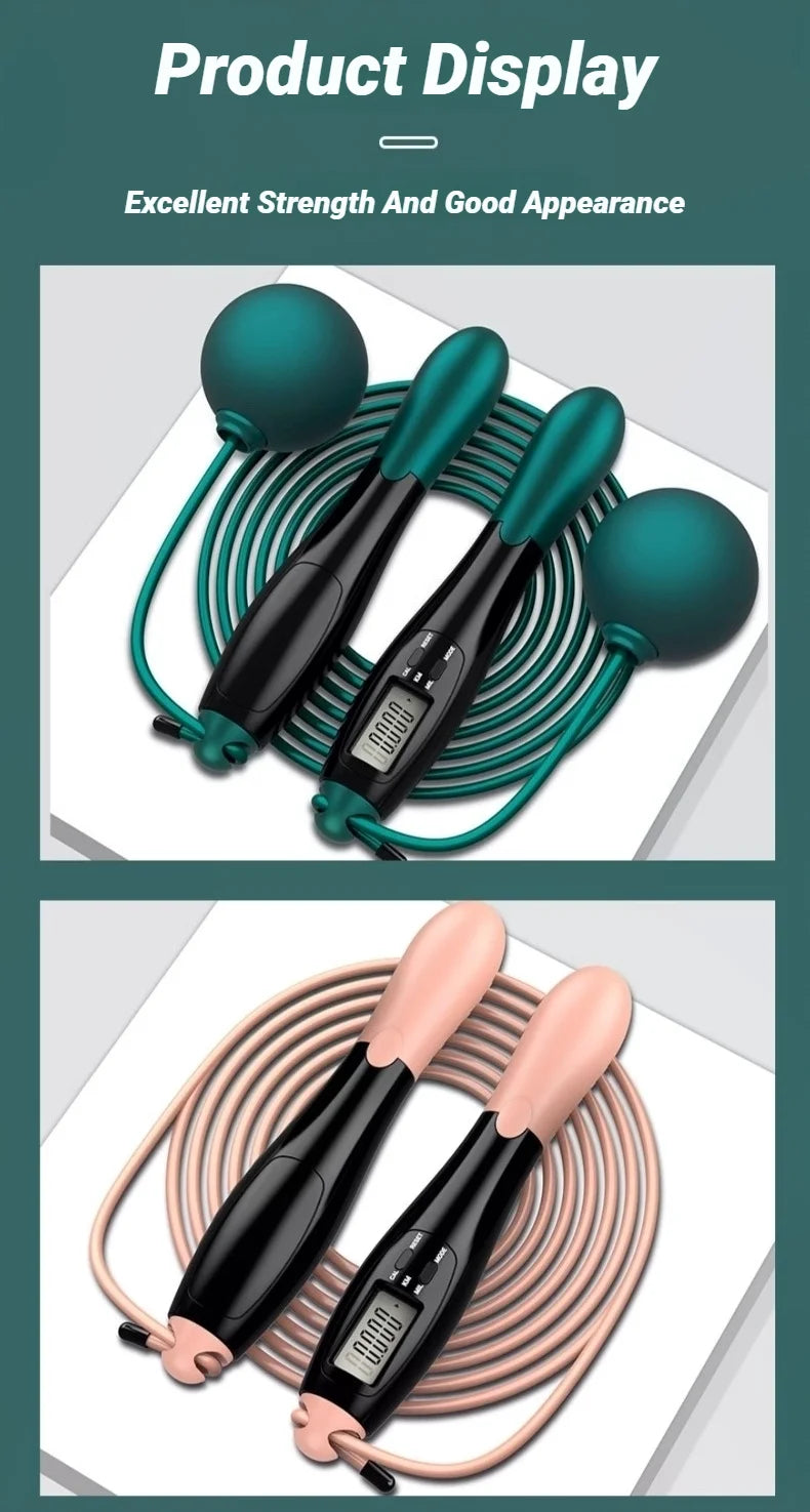Jump Rope con Contador de Calorías – Cable de Acero Ajustable, Entrenamiento en Casa