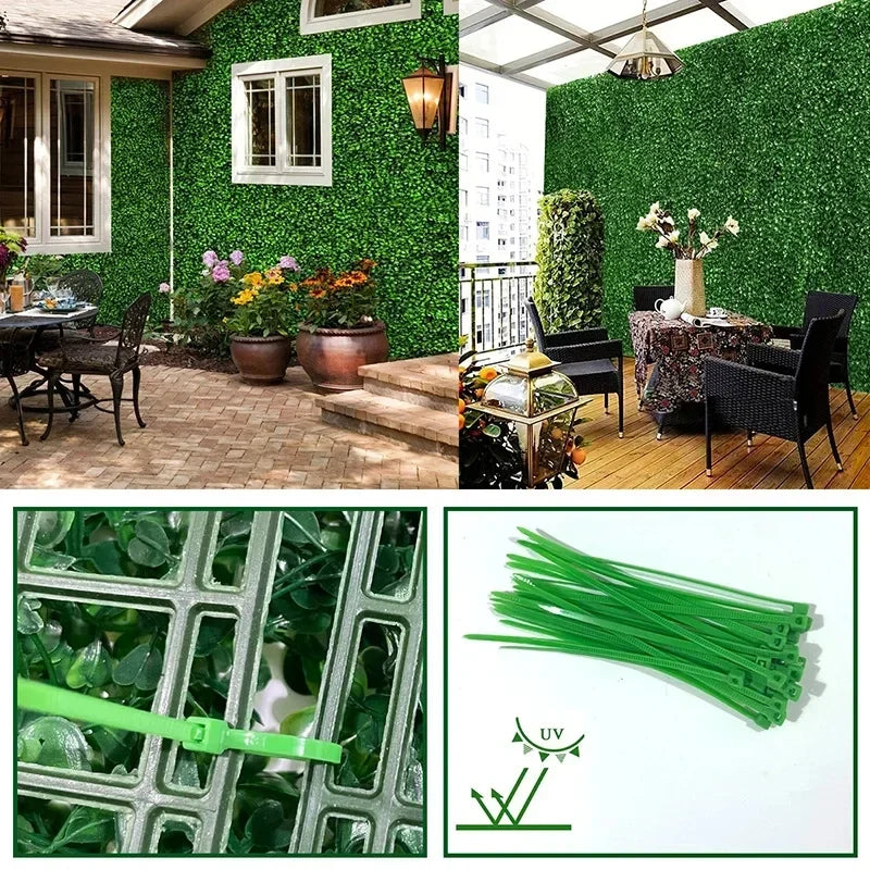 Panel de Plantas Artificiales para Pared 25x25 cm - Hojas Artificiales para Jardín