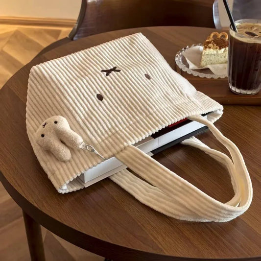 Bolso de Mano Miffy de Pana Bordado - Handbag Estilo Anime Kawaii