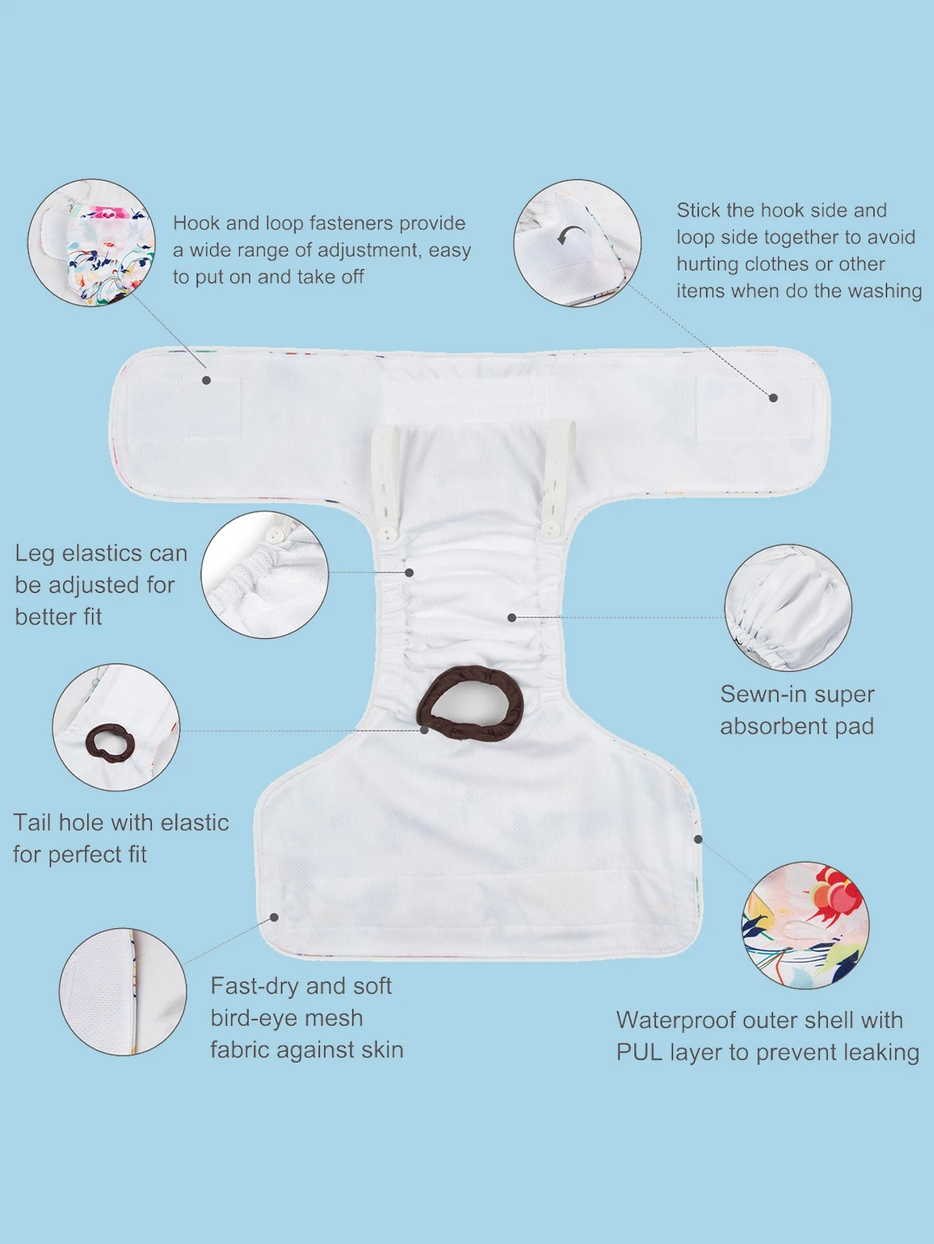 Pañal Reutilizable para Perros Hembra Ajustable e Impermeable