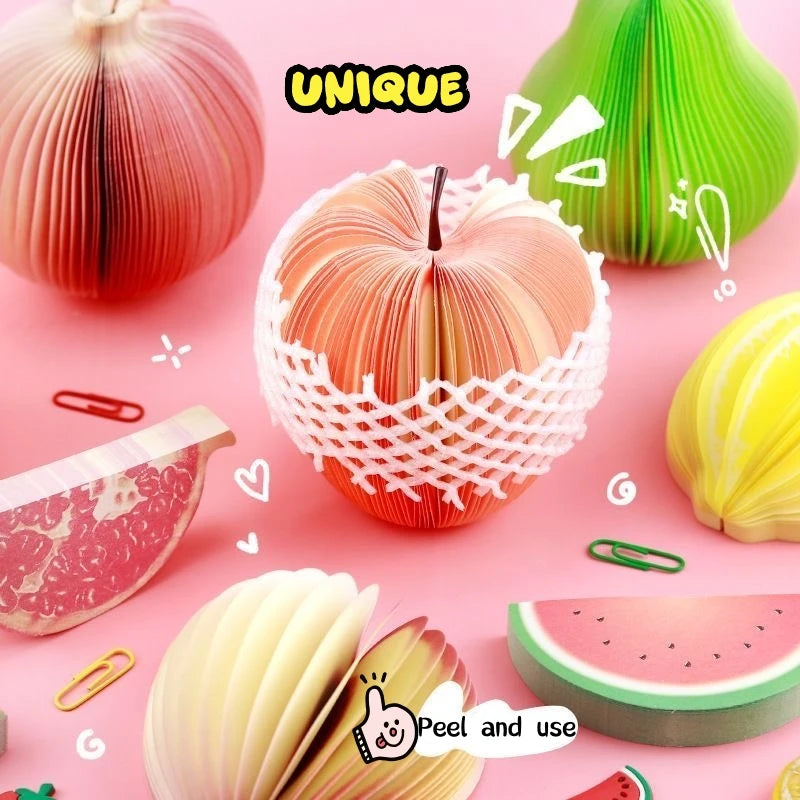 Notas Adhesivas 3D en Forma de Fruta - Bloc de Notas Creativo