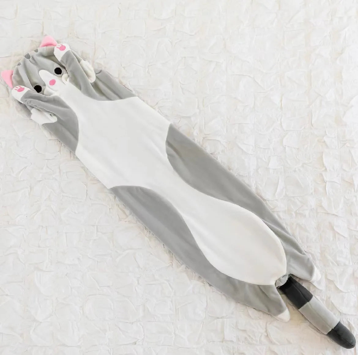Peluche Gato Largo 130cm Suave y Decorativo, Almohada Peluche Antiestrés