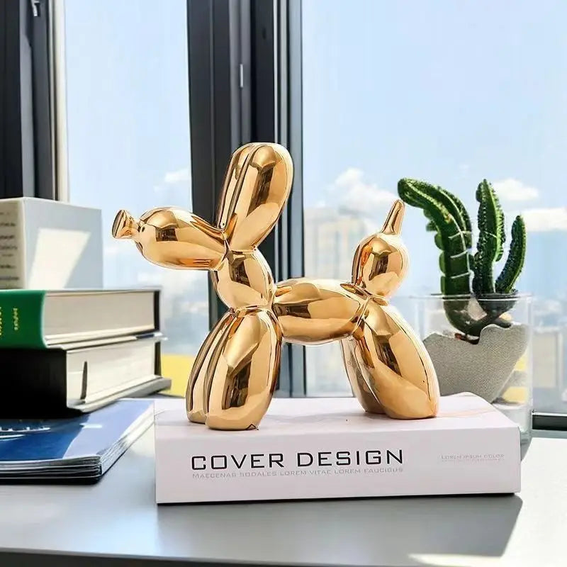 Figura Decorativa Perro Globo de Cerámica Estilo Moderno