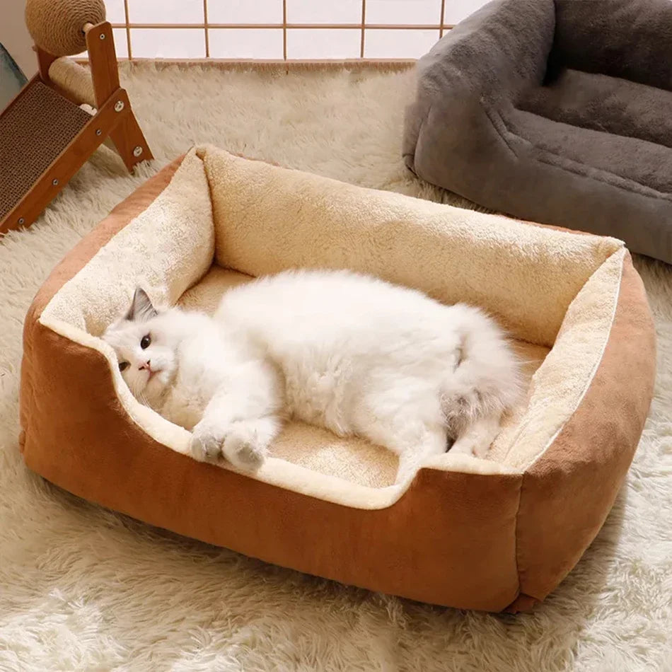 Cama Suave para Perros y Gatos con Bordes Elevados – Cama Acolchada para Mascotas