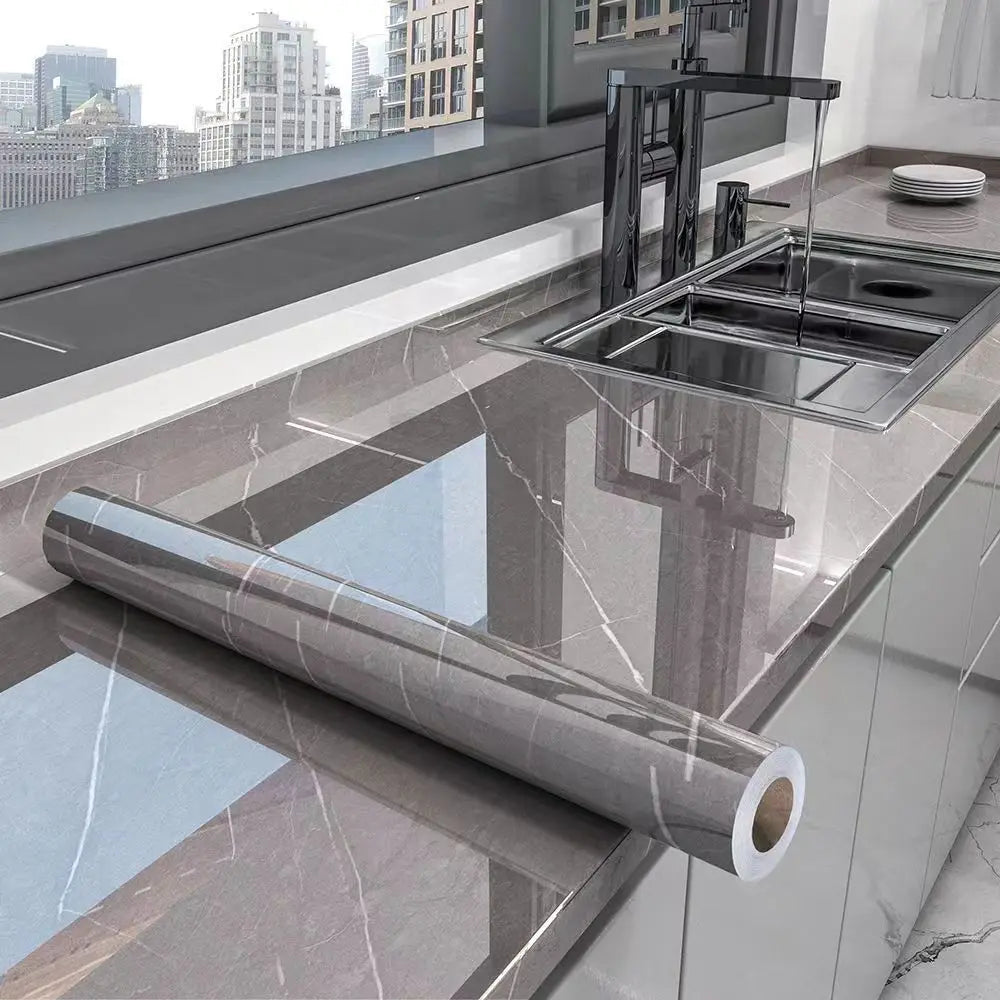 Vinil Adhesivo para Cocina Tipo Mármol Impermeable | Protector para Encimeras y Muebles
