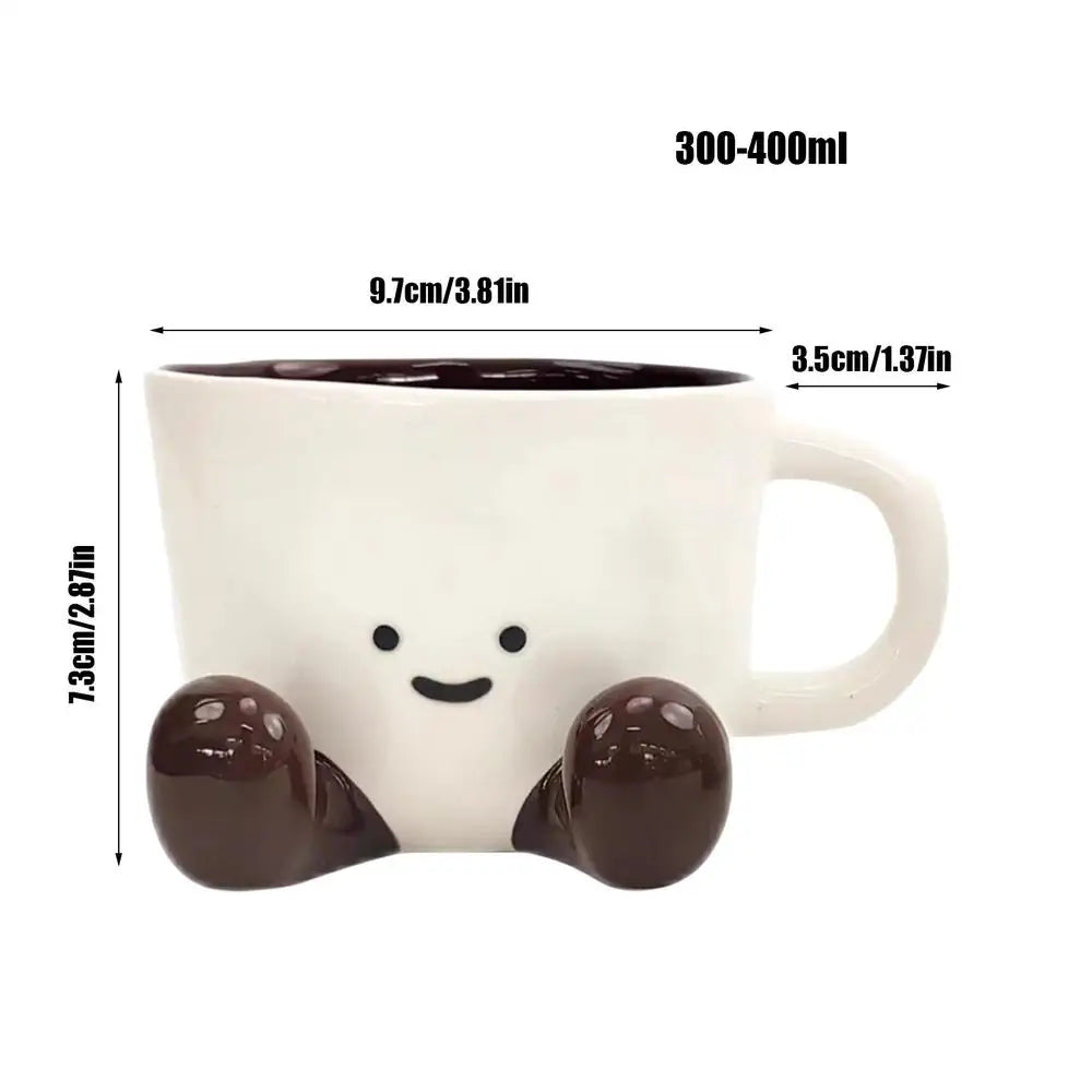 Taza de Cerámica con Pies y Carita Sonriente - Mug Adorable 400ml