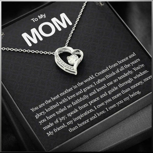 Collar Corazón “Mom” con Caja de Regalo – Detalle Día de las Madres