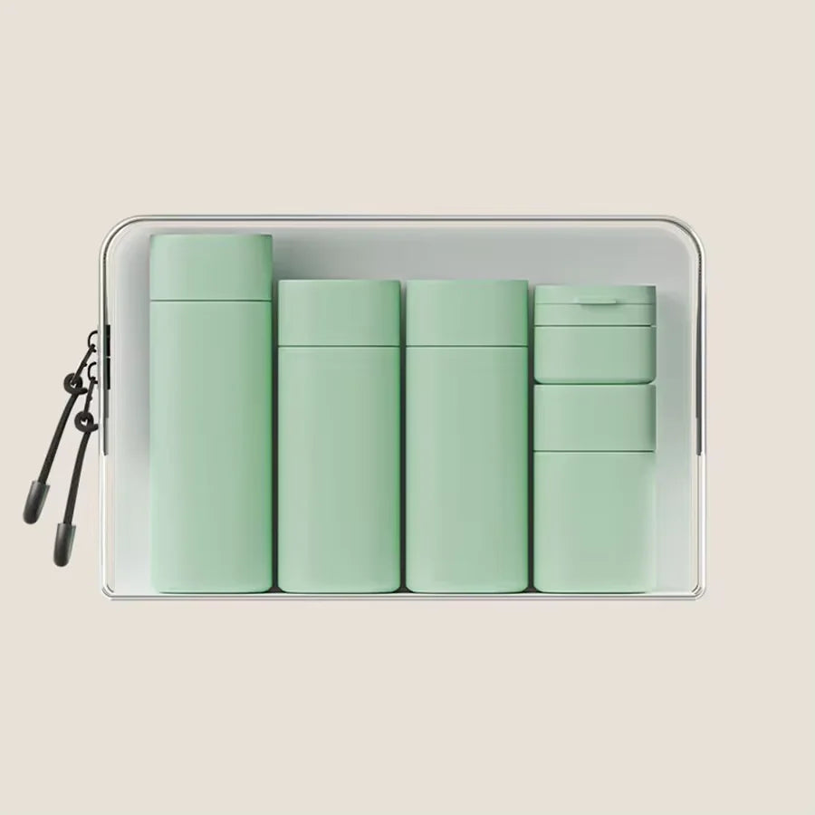 Set de Envases para Viaje 5 Piezas Botellas Reutilizables Porta Cosméticos Recargables Kit de Viaje loción, limpiador, shampoo