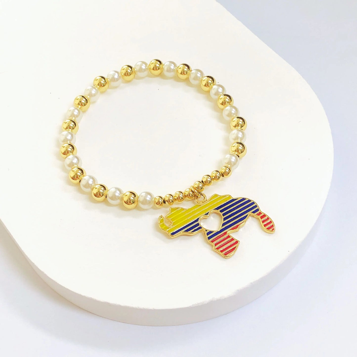 Pulsera Elástica con Dije de País