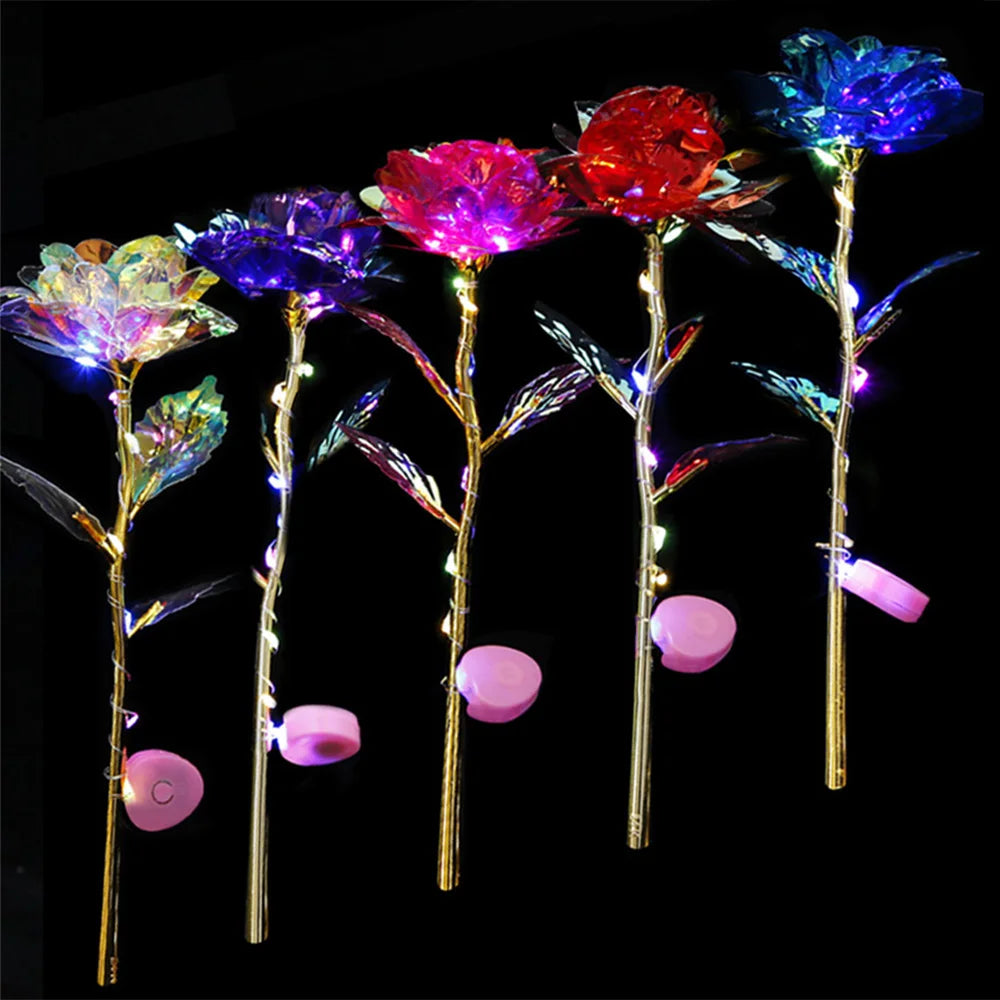 Flor Artificial de Oro 24K con Iluminación - Detalle Día de la Madre