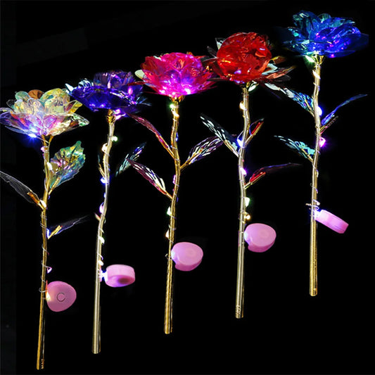 Flor Artificial de Oro 24K con Iluminación - Detalle Día de la Madre