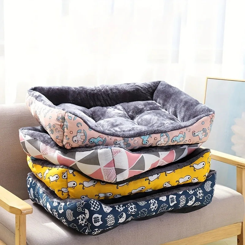 Cama Rectangular Acolchada para Perros y Gatos – Cama Suave para Mascotas