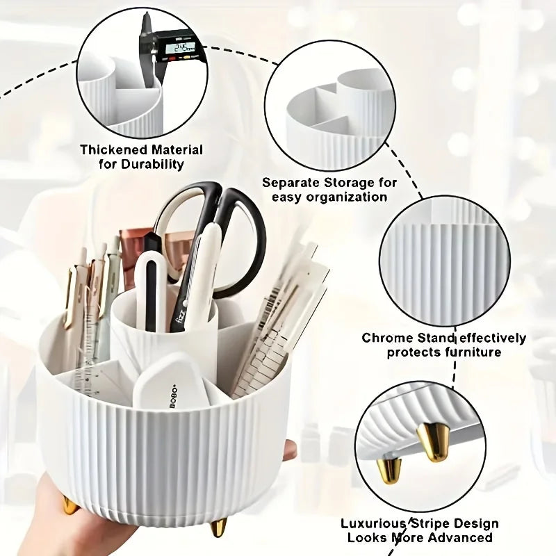 Organizador Giratorio 360° para Maquillaje, Brochas y Escritorio