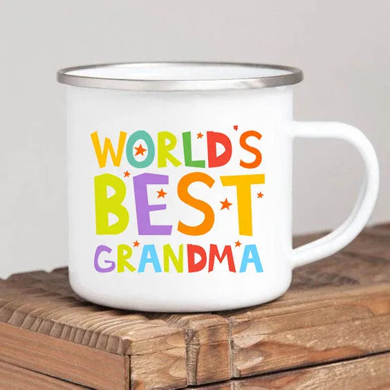 Regalo para la Mejor Abuela del Mundo - Taza de Peltre Blanca 8cm