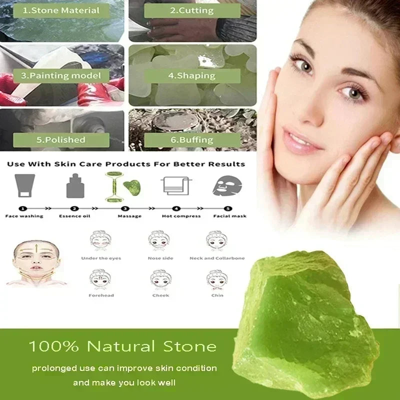 Rodillo Facial de Jade Natural con Gua Sha | Masajeador Facial para Skincare