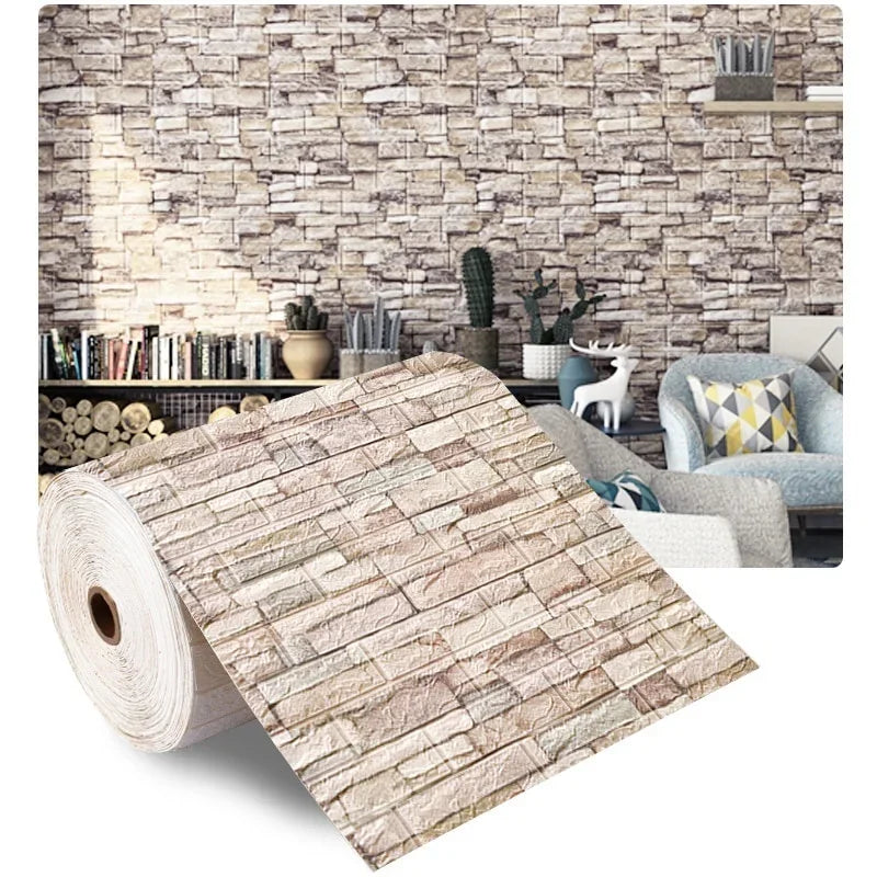 Papel Tapiz Adhesivo 3D Tipo Ladrillo