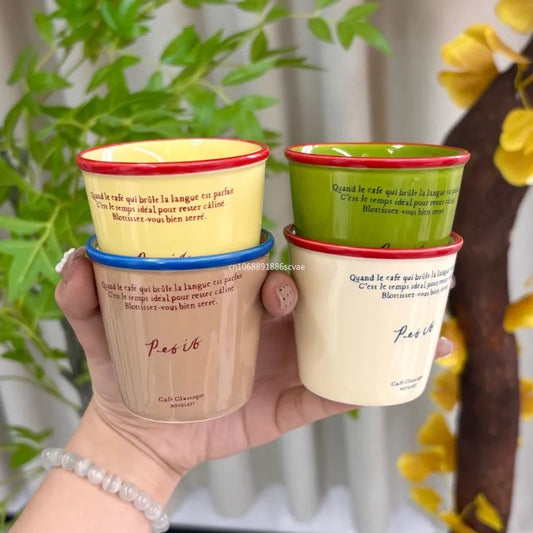 Taza de Cerámica Estilo Coreano - Diseño Vintage de Vaso de Papel