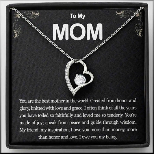 Collar Corazón “Mom” con Caja de Regalo – Detalle Día de las Madres