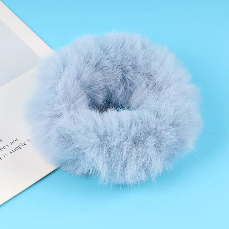 Scrunchie de Peluche, Felpa para Cabello | Liga de Pelo Suave Invierno