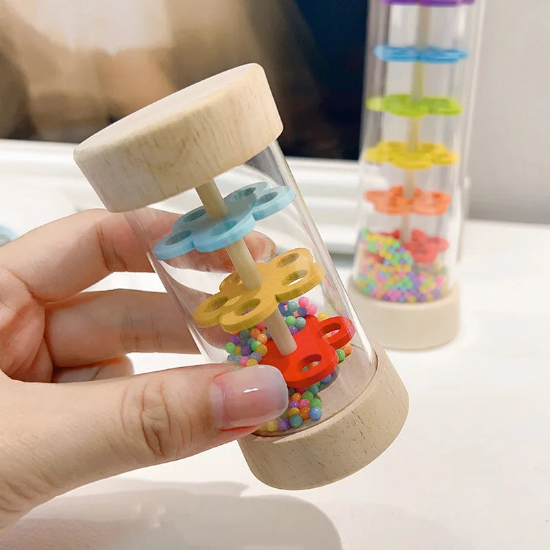 Juguete Sensorial Sonido de Lluvia para Bebés | Rainmaker de Madera Montessori