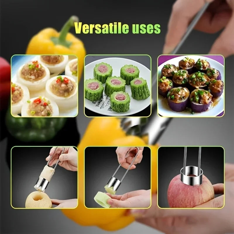 Extractor de Corazones de Acero Inoxidable - Removedor de Semillas Portátil