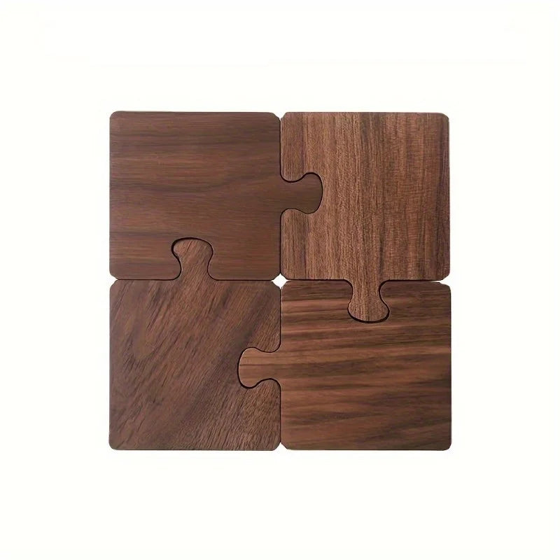 Portavasos de Madera Tipo Rompecabezas
