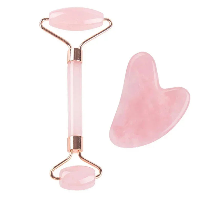 Rodillo Facial de Jade Natural con Gua Sha | Masajeador Facial para Skincare