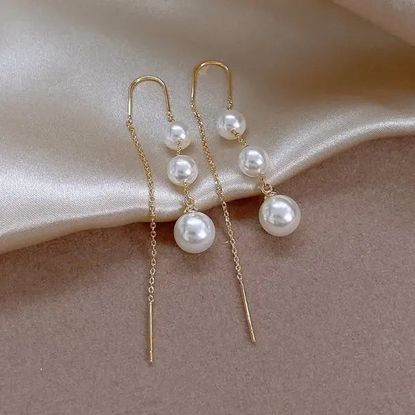 Aretes Copo de Nieve con Cristales – Estilo Largo y Sofisticado, Diseño Femenino