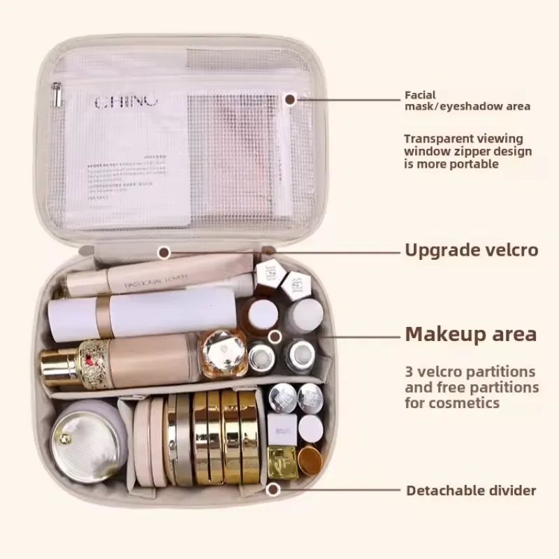 Organizador de Maquillaje Portátil de Doble Capa – Estuche de Viaje